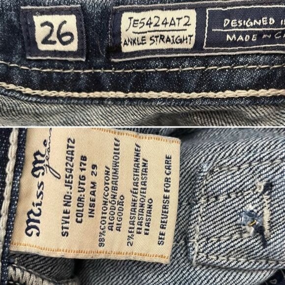 Miss Me Ankle Straight embellished rhinestone pocket jeans 26 - Picture 11 of 12